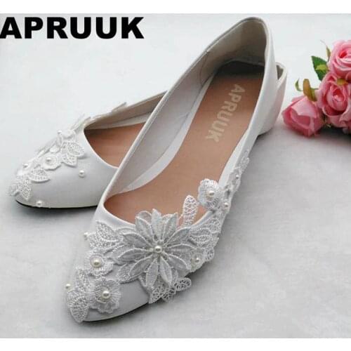 SALES PROMOTION! Lace flowers brides wedding shoes flat heel slip on sweet handmade bridal ivory wedding shoes