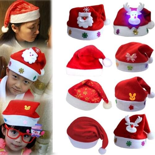 Merry Christmas Hat For Adult Kids Xmas Santa Claus/Deer/Smowman Cap 2019 New Year Christmas Party Decoration Hats