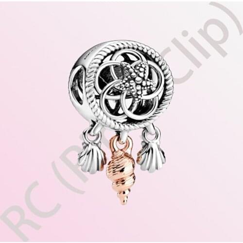 2020 Summer New S925 Sterling Silver Bead Openwork Seashell Dreamcatcher Charms fit Original Pandora Bracelets Women DIY Jewelry