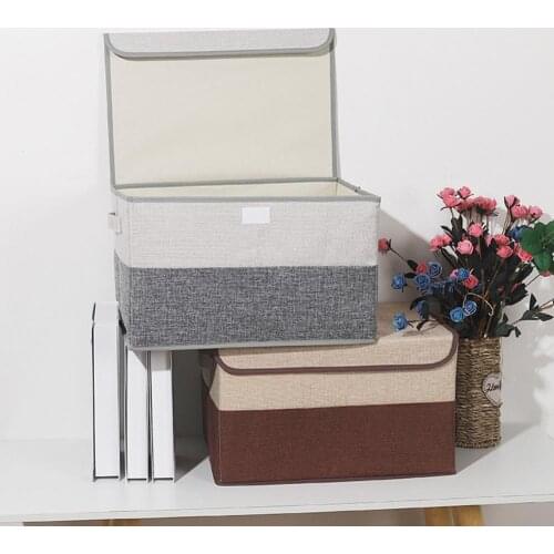Storage Box Foldable Large Capacity Cotton Flax Thickened Clothing Storage Basket for Home Storage Box Bin Basket Organizer Box