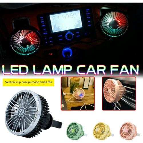 Usb Mini Fold Fans Electric Portable Hold Car Auto Air Vent Clip Outlet Fan Mini LED Light 7 Blade Air Cooler Appliances Desktop