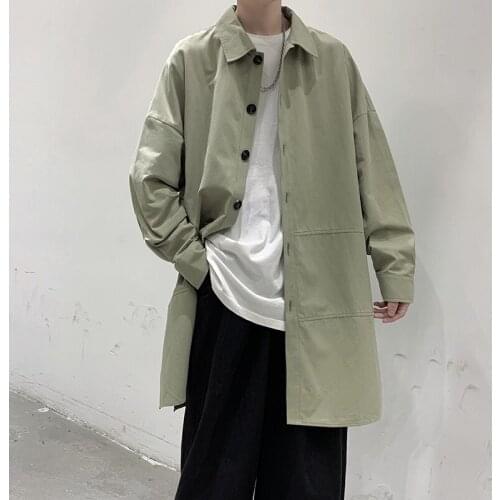 Multicolor Trench Coat Mens Fashion Casual Long Coat Men Streetwear Korean Loose Oversized Windbreaker Jacket Mens Overcoat