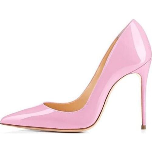 Women Pumps 2020 Wedding Party Shoes Patent Leather Slip On 10CM Thin High Heels Pointed Toe Dress Wedding Shallow Femme Pompes