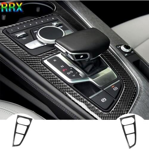 Carbon Fiber Car Control Gear Shift Panel Decorative Frame Cover Trim For Audi a4 b9 2016 2017 Styling car accessories sticker