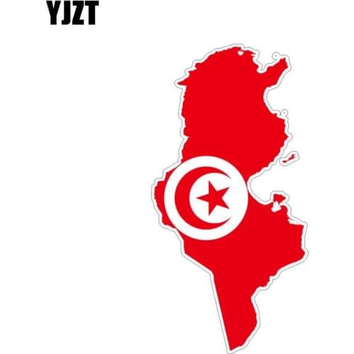 YJZT 7.6CM*15.1CM Funny Tunisia Map Reflective Flag Car Sticker Motorcycle Decal 6-1220