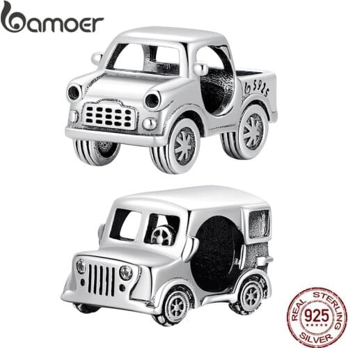 Bamoer Vintage 925 Sterling Silver Car Charm Jeep Truck Wagon SUV Van Bead for Original Bracelet Bangle Women DIY Fine Jewelry
