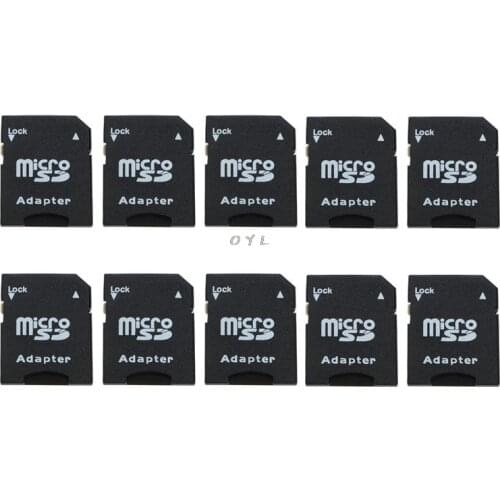 10Pcs Micro SD TransFlash TF To SD SDHC Memory Card Adapter Converter Black