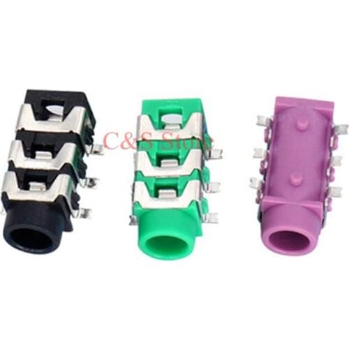 10pcs 3.5 mm Female Audio Connector SMT 6Pin Stereo Headphone Jack PJ313D PJ-313D SMD 6Pin