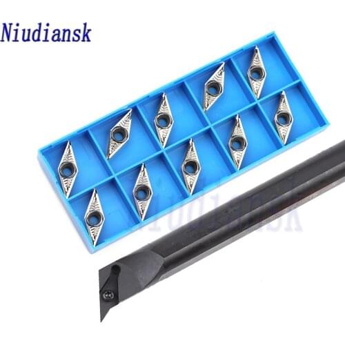 10pcs VBMT1604 Carbide Inserts CNC Lathe Tool 1pc S20R-SVQBR16 S25S-SVQBR16 Inner Hole Turning Tool Holder SVQBL Arbor Lathe Set