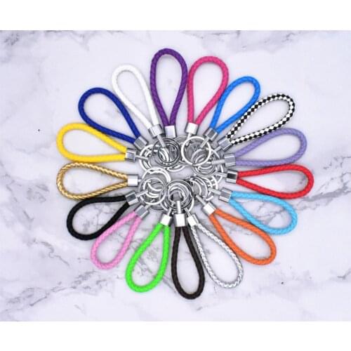 2pcs Multi-color Random Delivery Key Chain Leather Rope Pendant Double ring Diy Manual Material Wholesale