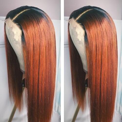 26Inch Silky Straight Ginger Orange Lace Front Synthetic Hair Wig For Women Preplucked Heat Resistant Daily Wigs 180%Density