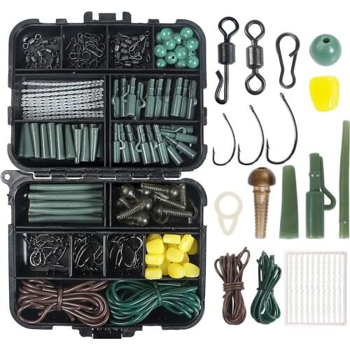 307 Pcs/Box Carp Fishing Tackle Kit Including Hose Corn kernel Bait High Carbon Steel Perch Fishing Hook Stop Beads Fishing Tool