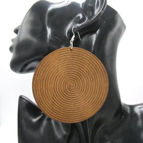 5 pairs/lot 3 inch Swirl Shape Wood Earrings can mixed 2 colors Natural and light brown color Available