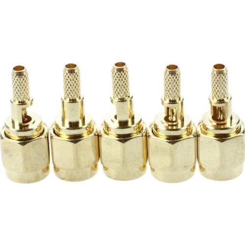 5 x SMA Male Straight Crimp RG174 RG188 RG316 LMR100 RF Coax Connector Drop shipping