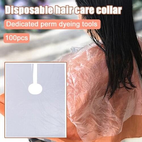 50pcs Disposable Hair Shawl Waterproof Plastic Barber Cloth Hair Cutting Gown Hair Dye Disposable Shawl Home Cleaning Protector
