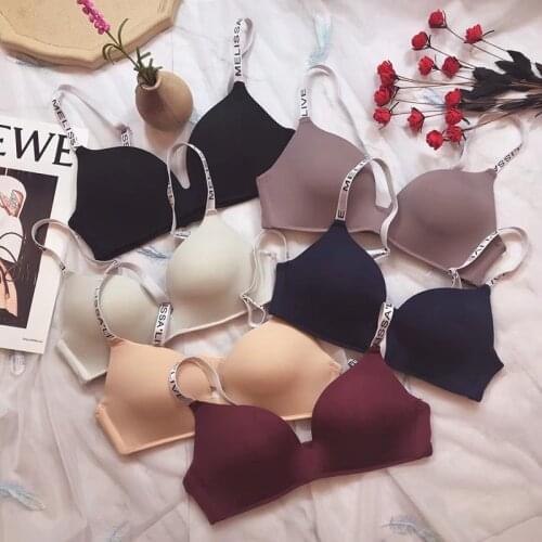 Seamless Bra Women Push Up Underwear Sexy Girls Light Thin Bras No Wire Letter Shoulder Strap Bra