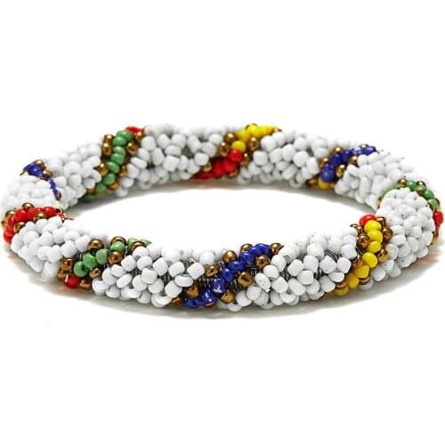Handmade Bead Bracelet Hippy Friendship Popular Roll Crochet Woven Seed Beads Colored stripes Pattern Bracelets For Women
