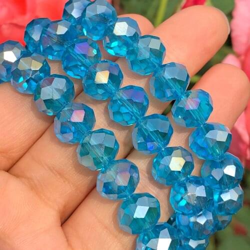 Upscale Blue Multicolor Austrian Crystal Glass Faceted Rondelle Loose Spacer Beads For Jewelry Making Diy Bracelet 4/6/8/10MM
