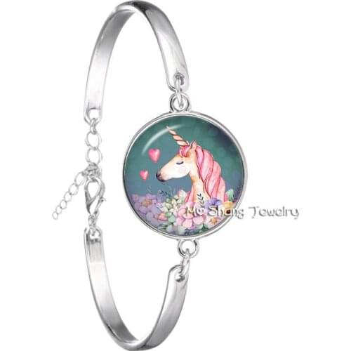 Unicorn Glass Cabochon Chain Bracelet Kids Bracelet For Girls Friendship Bracelets Jewelry Charm Bangle Fashion Jewelry