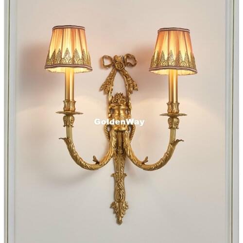 European-Style Wall Lamp W40cm H55cm Solid Brass E14 LED Construction Decorative Light Stair Light Balcony Wall Light Lamparas