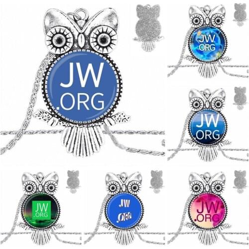 EJ Glaze For Women Girl Gift JW ORG Glass Cabochon Pendant Necklace Owl Fashion Necklace