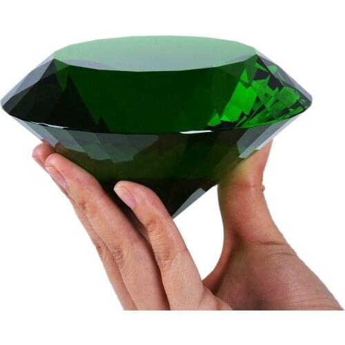 Customized Wedding Congratulation Sparkle 120mm Green Crystal Glass diamond Paperweight For Home Decorations Free Shipping