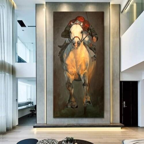 Jockey Running Horse Art Canvas Posters and Prints Abstract Wall Art Paintings On the Wall Home Decor Art Pictures no frame