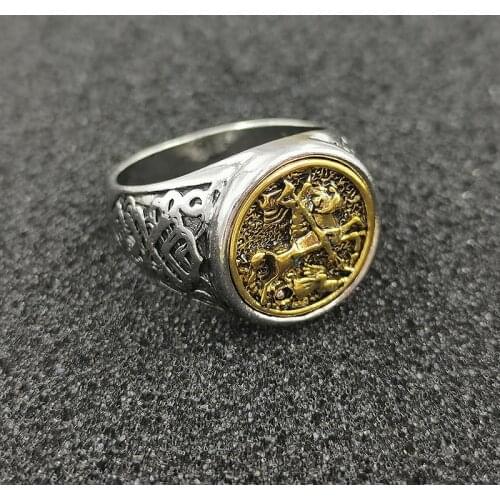 2021 Fashion Vintage Engraving Knight Pattern Rings Punk Hip Hop Unisex Women Men Metal Rings Ancient Rome Rings