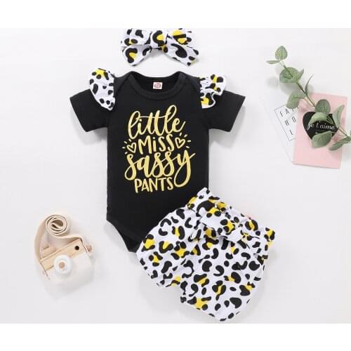 Newborn Baby Girl Clothes Set Summer Solid Color Short Sleeve Romper Flower Shorts Headband 3Pcs Outfit New Born Infant Clothing