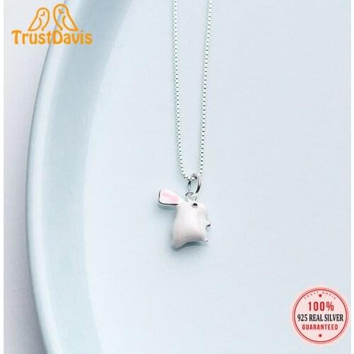 TrustDavis Real 925 Sterling Silver Personality Fashion Sweet Rabbit Charm Pendant Handmade DIY Accessories Fine Jewelry DZ484