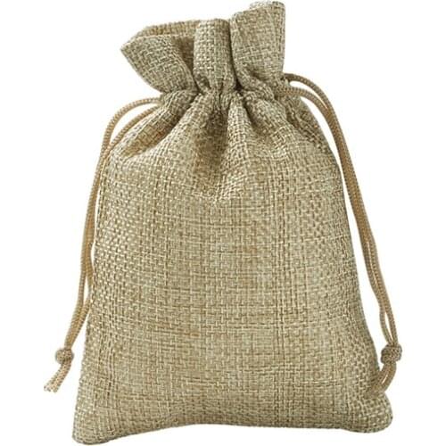 50pcs 18x13cm Burlap Packing Pouches Drawstring Gift Bags Jewelry Packaging Wedding Bags with Candy Bag F60
