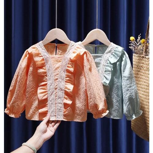Fashion Ruffles Blouse For Girl Long Sleeve Cotton Clothing Children Shirt Toddler Kids Spring Tops Infant Baby Elegant Princess