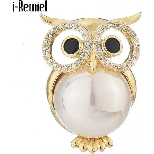 Fashion Pearl Owl Brooch High-grade Magnetic Traceless Dress Collar Pin Suit Lapel Pins Button Fixed Clothes Jewelry Accessories