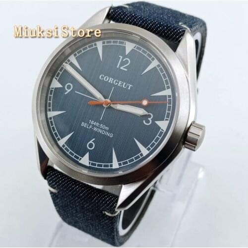 Fashion top brand Corgeut 41mm sapphire glass leather strap Seagull automatic movement mens mechanical leisure sports watch