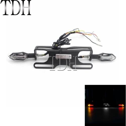 Motorcycle Turn Signal LED Flashing Light Universal Motorbike License Plate Bracket Tail Light Blinkers Brake Stop Signal Lamp