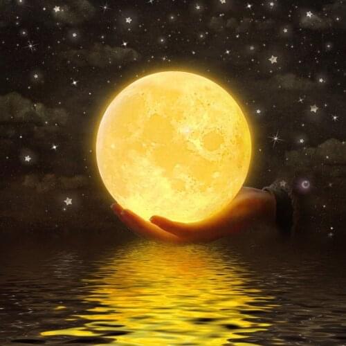 Erenigh 3D Print Moon Lamp Touch Sensor Lamp Bedside Lamp USB Rechargeable 16 Colors Adjustable LED Night Light Home Decoration