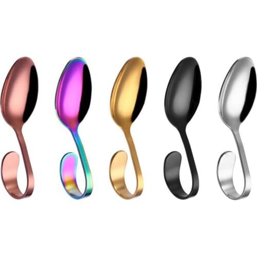 2021 New Portable Rustproof Stainless Steel Hotel Buffet Kitchen Spoons Curved Handle Dessert Soup Spoon Cutlery Kitchen Tools