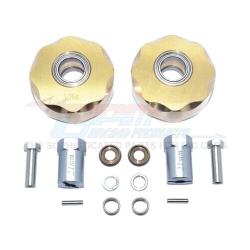 AXIAL SCX10 I SCX10 II Gmade SAWBACK/SAWBACK 4LS KOMODO BRASS PENDULUM WHEEL KNUCKLE AXLE WEIGHT + 21MM HEX ADAPTER -SET SCX023X