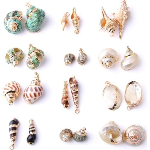 12 Styles 5pcs Natural Shell Pendant Conch Shell Charms Pendant Natural At Random For DIY Jewelry Necklaces Making Accessorie