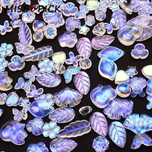 30pcs Transparent Leaf Flower Butterfly Glass Crystal Spacer Beads for Jewelry Making Handmade DIY Bracelet Necklace Accessories