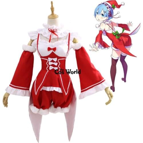 Re Zero Kara Hajimeru Isekai Seikatsu REM Remu RAM Ramu Christmas Suit Tube Tops Dress Shorts Uniform Anime Cosplay Costumes