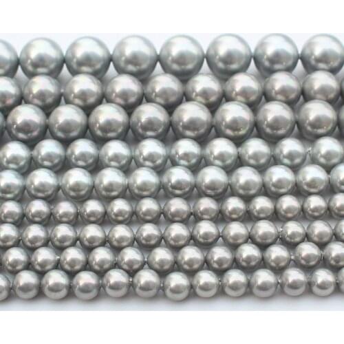 Gray Shell Pearl 6-14mm Round Loose Beads 15"/38cm,For Jewelry making, can mixed wholesale