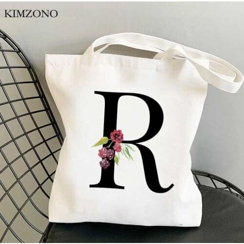 Flower Letter Bolsa shopping bag cotton shopper tote bolsa recycle bag bolsas de tela bag net reusable fabric shoping custom