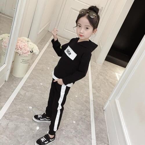 4-14age girl spring casual clothing set hoodies+pants kids children girls fashion leisure suits