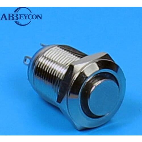 IP65 12mm Normal Open 4 Pin Waterproof Push Button Switch High Round Head Momentary Ring 12V Bule Led Illuminated Metal Brass