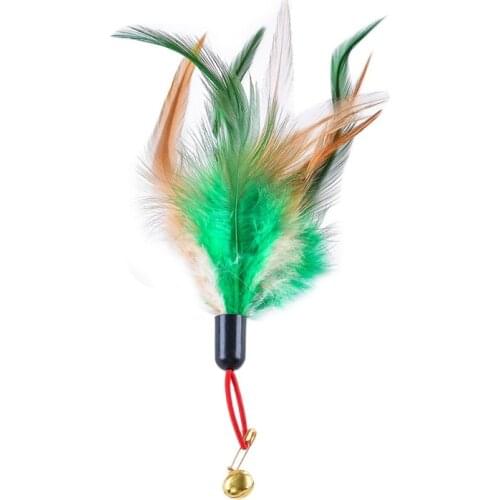5Pcs Cat Teaser Wand Refills Chicken Feathers Replacement With Bell Interactive Kitten Toy Practical feather shuttlecock cool