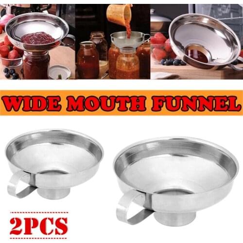 Durable 2Pcs 10.4cm 15cm Funnel Hopper Filter Stainless Steel Wide Mouth Funnel For Oil Wine Water Flour Kitchen Tools Gadgets
