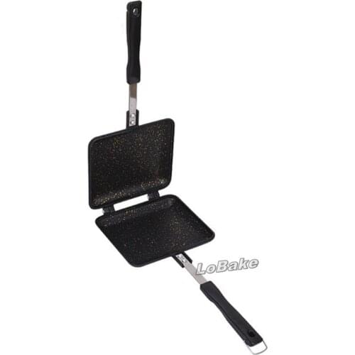 High quality sandwich mold rectangular shape double-sided barbecue non-stick burning stove cake pan with handle for baking tools