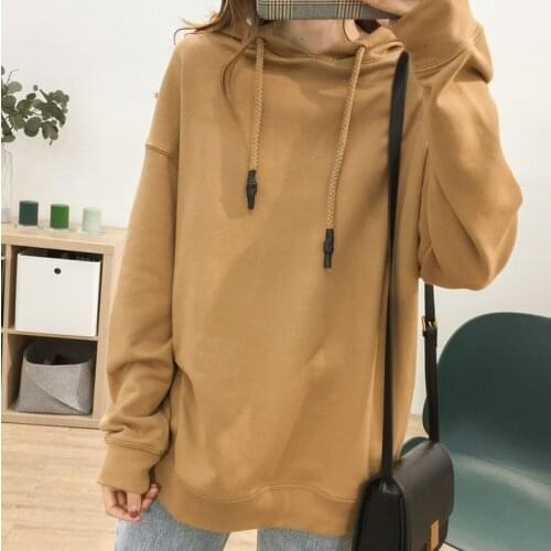 Obrix Sporty Female Casual Style Hoodie Loose Cool Sashes Full Sleeve Streetwear Sweatshirt For Women