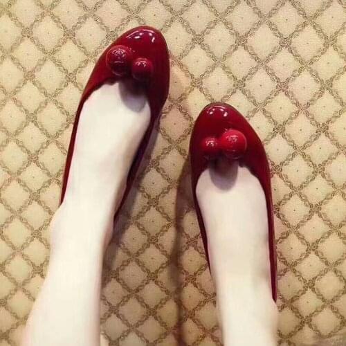 Women sweet cheery flat shoes woman round toe loafers slip on clogs female summer flat sandals retro shoe for dress casual